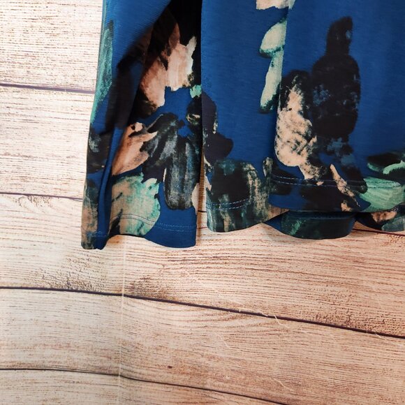 Calvin Klein Long Sleeve Tunic Blouse Blue Floral One Button Back Womens Size 2X - Picture 15 of 16